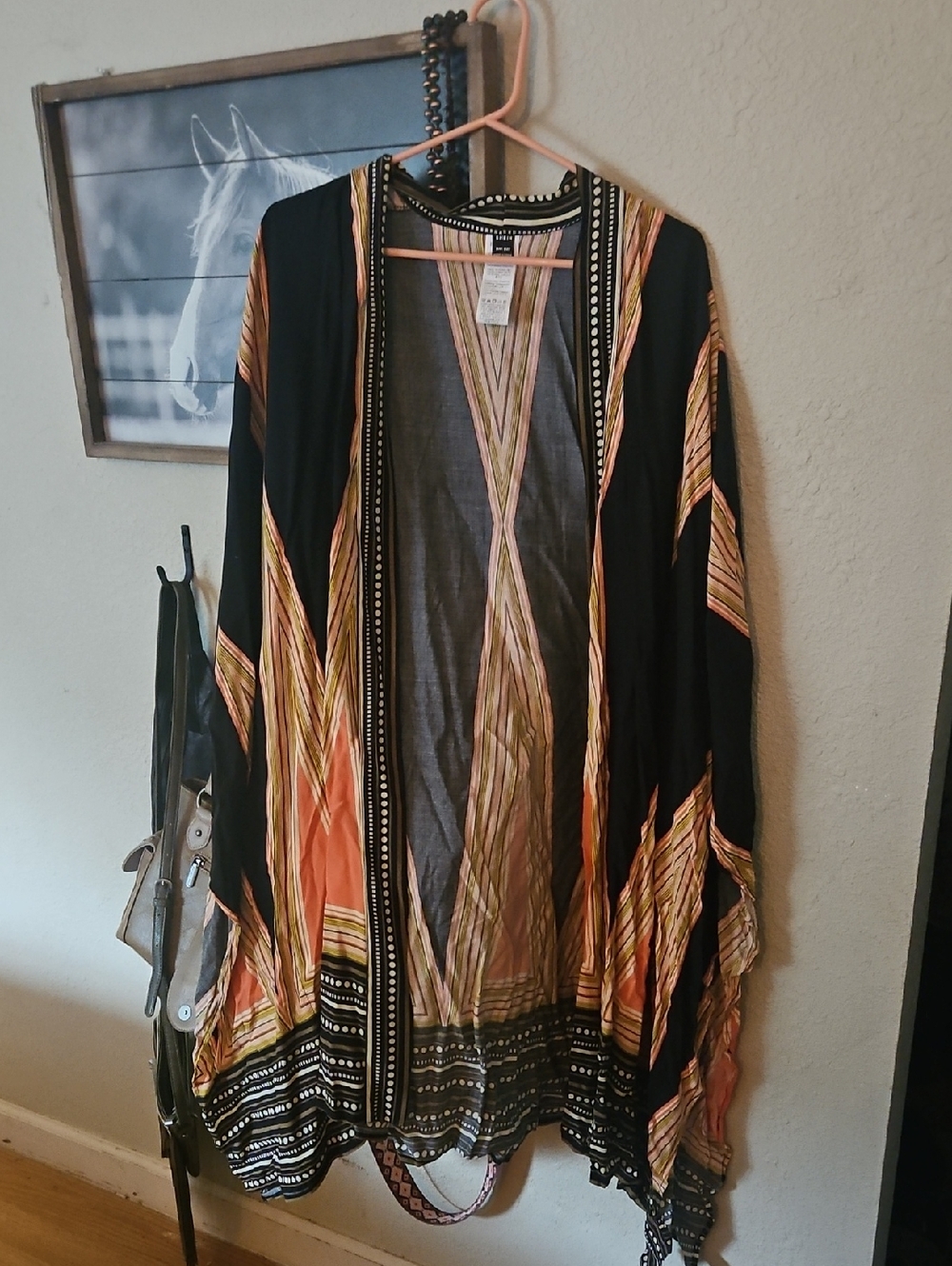 Lightweight Black & Orange Printed Kimono